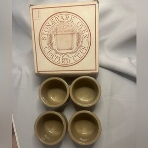 Vintage 1981 Boston Warehouse 4 Stoneware Oven Custard Cups